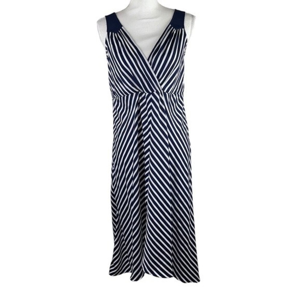 Lightweight Flowy Motherhood Navy Blue White Sundress Small 4th July Summer